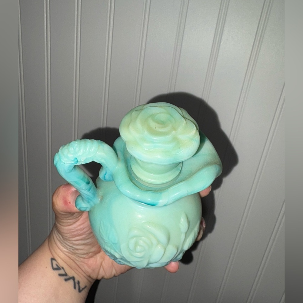 Vintage 1970’s Jadeite Glass Avon Decanter & Bowl - Picture 3 of 12